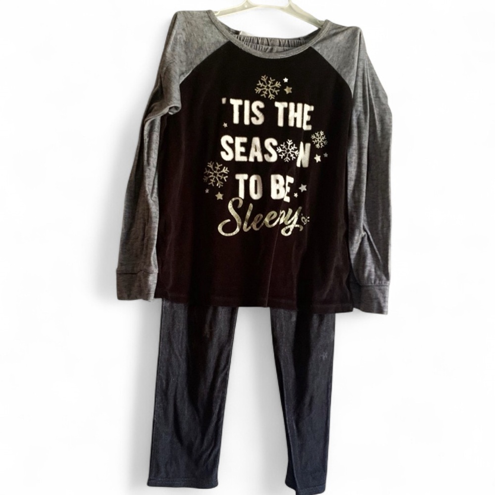JUSTICE Season to Sleep Matching Pj Set Snowflakes Pants & Shirt 2 pc set 12